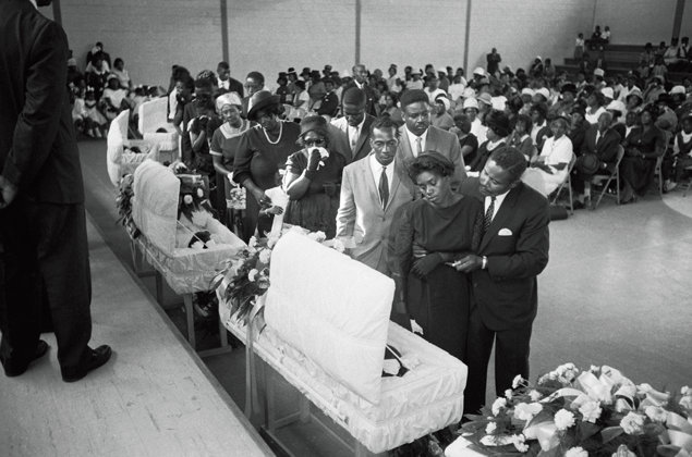 Annie Mae and James Richardson at the funeral service